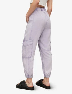 AllSaints Frieda High-rise Tapered-leg Linen-blend Trousers -Selfridges Store R04087411 WASHEDPURPLE ALT03