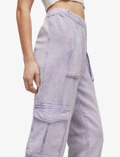 AllSaints Frieda High-rise Tapered-leg Linen-blend Trousers -Selfridges Store R04087411 WASHEDPURPLE ALT04