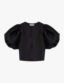 By Malina Cleo Balloon-sleeve Satin Blouse