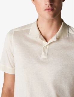 ETON Jacquard Knitted-texture Regular-fit Cotton Polo Shirt -Selfridges Store R04088406 WHITE ALT03