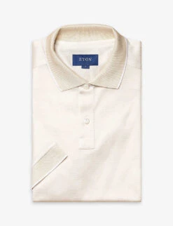 ETON Jacquard Knitted-texture Regular-fit Cotton Polo Shirt -Selfridges Store R04088406 WHITE ALT05