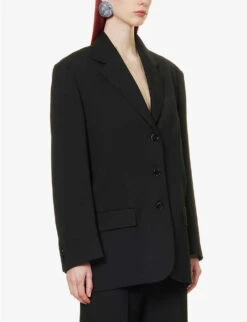 Acne Studios Juylie Single-breasted Padded-shoulders Woven Blazer 7 Acne Studios Juylie Single-breasted Padded-shoulders Woven Blazer -Selfridges Store R04089954 BLACK ALT02