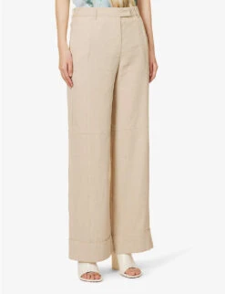 Acne Studios Casual Wide-leg Mid-rise Linen-cotton Blend Trousers -Selfridges Store R04089988 LIGHTSAND ALT02