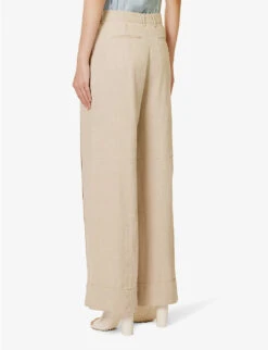 Acne Studios Casual Wide-leg Mid-rise Linen-cotton Blend Trousers -Selfridges Store R04089988 LIGHTSAND ALT03