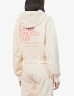 Exercise Often Logo-print Cotton Hoody -Selfridges Store R04090243 CREAMFLAMINGO ALT03