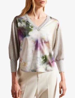 Ted Baker Beatric Floral-print Woven Jumper -Selfridges Store R04090492 LTGREEN ALT02