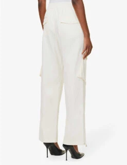 Dion Lee Latch Contrast-stitch Wide-leg Mid-rise Cotton-blend Trousers -Selfridges Store R04091337 IVORY ALT03