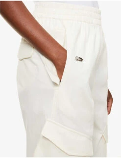 Dion Lee Latch Contrast-stitch Wide-leg Mid-rise Cotton-blend Trousers -Selfridges Store R04091337 IVORY ALT04