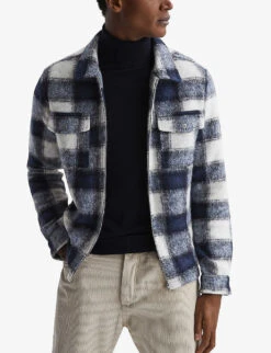 Reiss Angelo Check-pattern Zip-up Woven Overshirt 7 Reiss Angelo Check-pattern Zip-up Woven Overshirt -Selfridges Store R04091405 BLUE ALT02