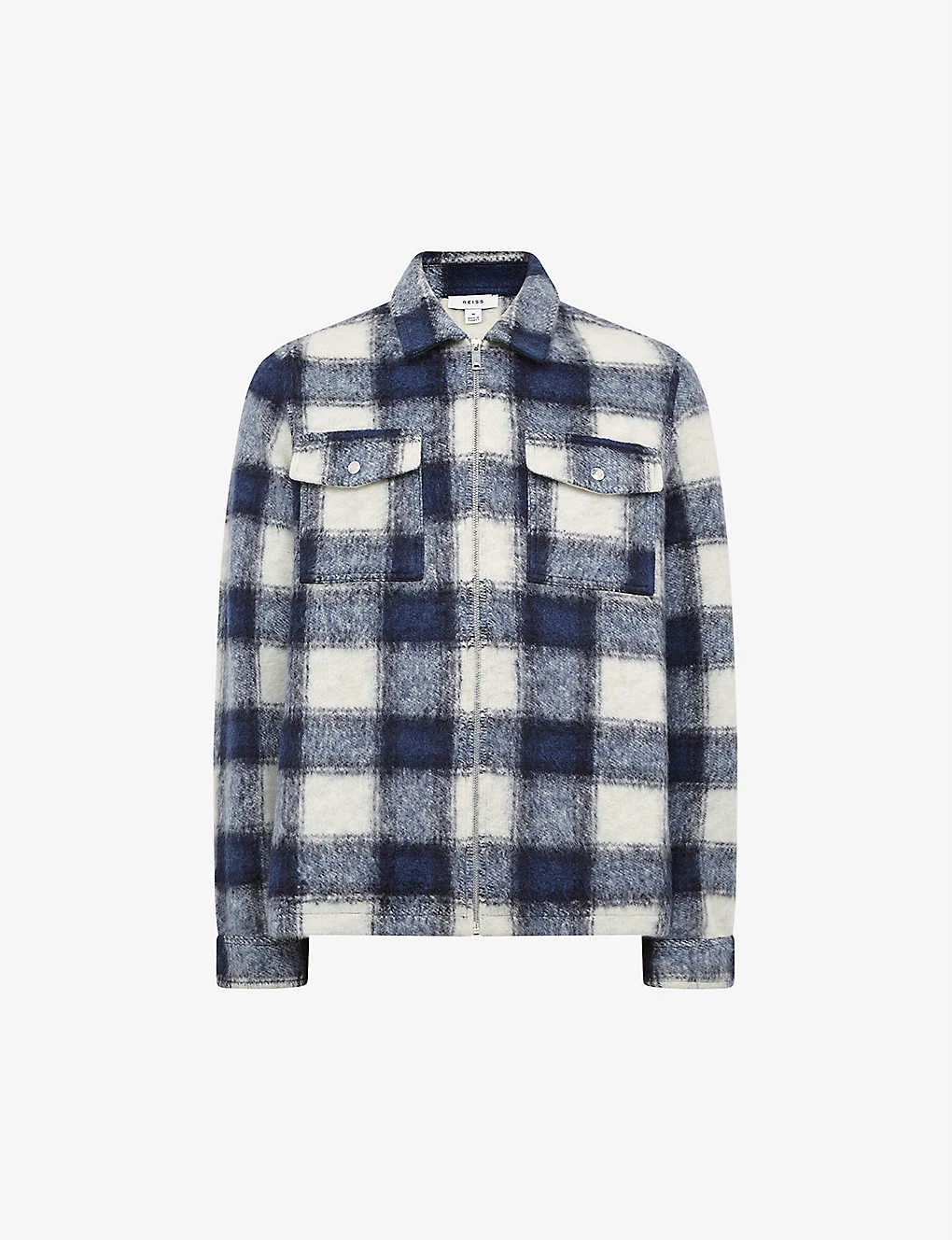 Reiss Angelo Check-pattern Zip-up Woven Overshirt 1 Reiss Angelo Check-pattern Zip-up Woven Overshirt