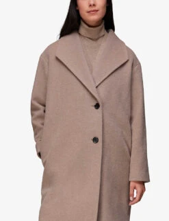 Whistles Wide Collar Relaxed-fit Wool Blend Coat -Selfridges Store R04091440 BROWN ALT02