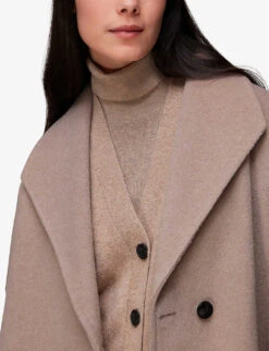 Whistles Wide Collar Relaxed-fit Wool Blend Coat -Selfridges Store R04091440 BROWN ALT04