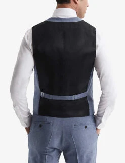 Reiss Wish Slim-fit Stretch Wool-blend Waistcoat -Selfridges Store R04091599 SOFTBLUE ALT03