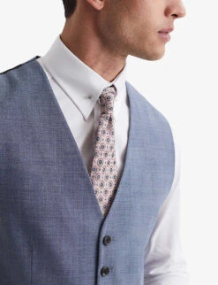 Reiss Wish Slim-fit Stretch Wool-blend Waistcoat -Selfridges Store R04091599 SOFTBLUE ALT04