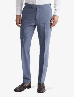 Reiss Wish Slim-fit Mid-rise Stretch Wool-blend Trousers -Selfridges Store R04091601 SOFTBLUE ALT02