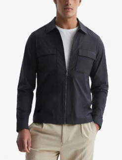 Reiss Patch-pocket Slim-cut Leather Jacket -Selfridges Store R04091610 BLACK ALT02