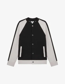 Reiss Giles Colourblock Stretch-woven Varsity Jacket