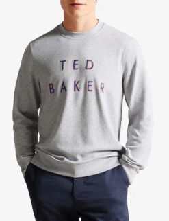 Ted Baker Sonics Logo-embroidered Stretch-jersey Sweatshirt -Selfridges Store R04093059 GREYMARL ALT02