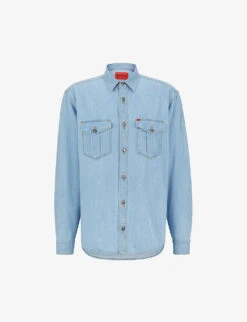 Hugo Brand-patch Relaxed-fit Cotton Shirt