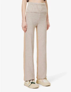 Diag Languid Brand-embossed Straight-leg High-rise Cotton-blend Knitted Trousers -Selfridges Store R04094003 BEIGEBEIGE ALT02