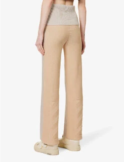 Diag Languid Brand-embossed Straight-leg High-rise Cotton-blend Knitted Trousers -Selfridges Store R04094003 BEIGEBEIGE ALT03
