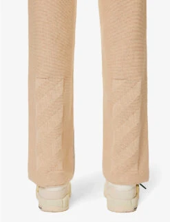 Diag Languid Brand-embossed Straight-leg High-rise Cotton-blend Knitted Trousers -Selfridges Store R04094003 BEIGEBEIGE ALT04