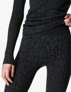 Sweaty Betty Leopard Jacquard Stretch-jersey Leggings -Selfridges Store R04094042 BLACKLEOPARDPAINT ALT04