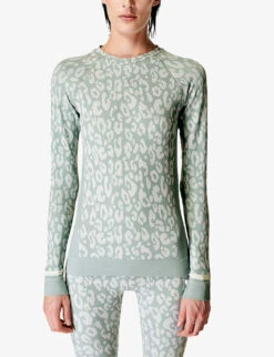 Sweaty Betty Leopard-print Stretch-woven Base Layer Top -Selfridges Store R04094043 BLUELEOPARDJCQURD ALT02