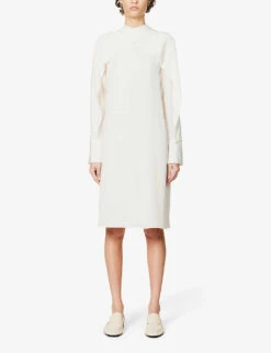 Joseph Alfreda Cape-sleeve Silk-crepe Midi Dress -Selfridges Store R04095114 IVORY ALT02