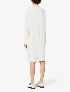 Joseph Alfreda Cape-sleeve Silk-crepe Midi Dress -Selfridges Store R04095114 IVORY ALT03