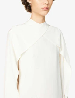 Joseph Alfreda Cape-sleeve Silk-crepe Midi Dress -Selfridges Store R04095114 IVORY ALT04
