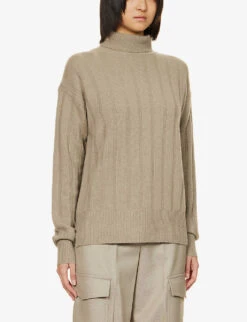 Joseph Relaxed-fit Turtleneck Cashmere Jumper -Selfridges Store R04095152 PEWTER ALT02