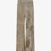 Joseph Metallic Wide-leg High-rise Knitted Trousers