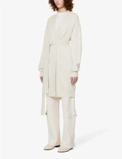 Joseph Shawl-collar Self-tie Silk-blend Knitted Cardigan -Selfridges Store R04095355 IVORY ALT02