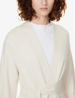 Joseph Shawl-collar Self-tie Silk-blend Knitted Cardigan -Selfridges Store R04095355 IVORY ALT04