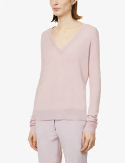 Joseph Brushed V-neck Cashmere Jumper 7 Joseph Brushed V-neck Cashmere Jumper -Selfridges Store R04095381 SWEETPEA ALT02