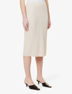 Joseph Split-hem Mid-rise Knitted Midi Skirt -Selfridges Store R04095426 BLUSH ALT02
