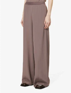 Joseph Hulin Wide-leg Mid-rise Silk Trousers -Selfridges Store R04095449 TRUFFLE ALT02