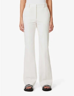 Joseph Tafira Pleated Wide-leg Mid-rise Stretch-cotton Trousers -Selfridges Store R04095468 IVORY ALT02