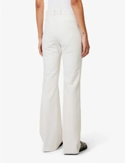 Joseph Tafira Pleated Wide-leg Mid-rise Stretch-cotton Trousers -Selfridges Store R04095468 IVORY ALT03
