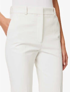 Joseph Tafira Pleated Wide-leg Mid-rise Stretch-cotton Trousers -Selfridges Store R04095468 IVORY ALT04