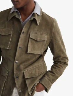 Reiss Mays Four-pocket Suede Jacket -Selfridges Store R04095884 SAGE ALT04