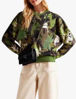 Ted Baker Hensely Camouflage-print Cotton Jumper -Selfridges Store R04096801 LTGREEN ALT02