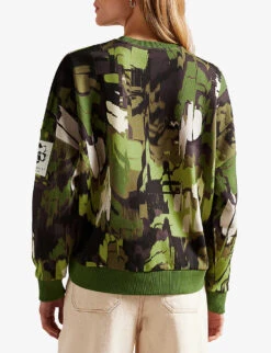 Ted Baker Hensely Camouflage-print Cotton Jumper -Selfridges Store R04096801 LTGREEN ALT03