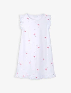 Flamingo-print Ruffle-sleeve Cotton Nightdress 1-6 Years