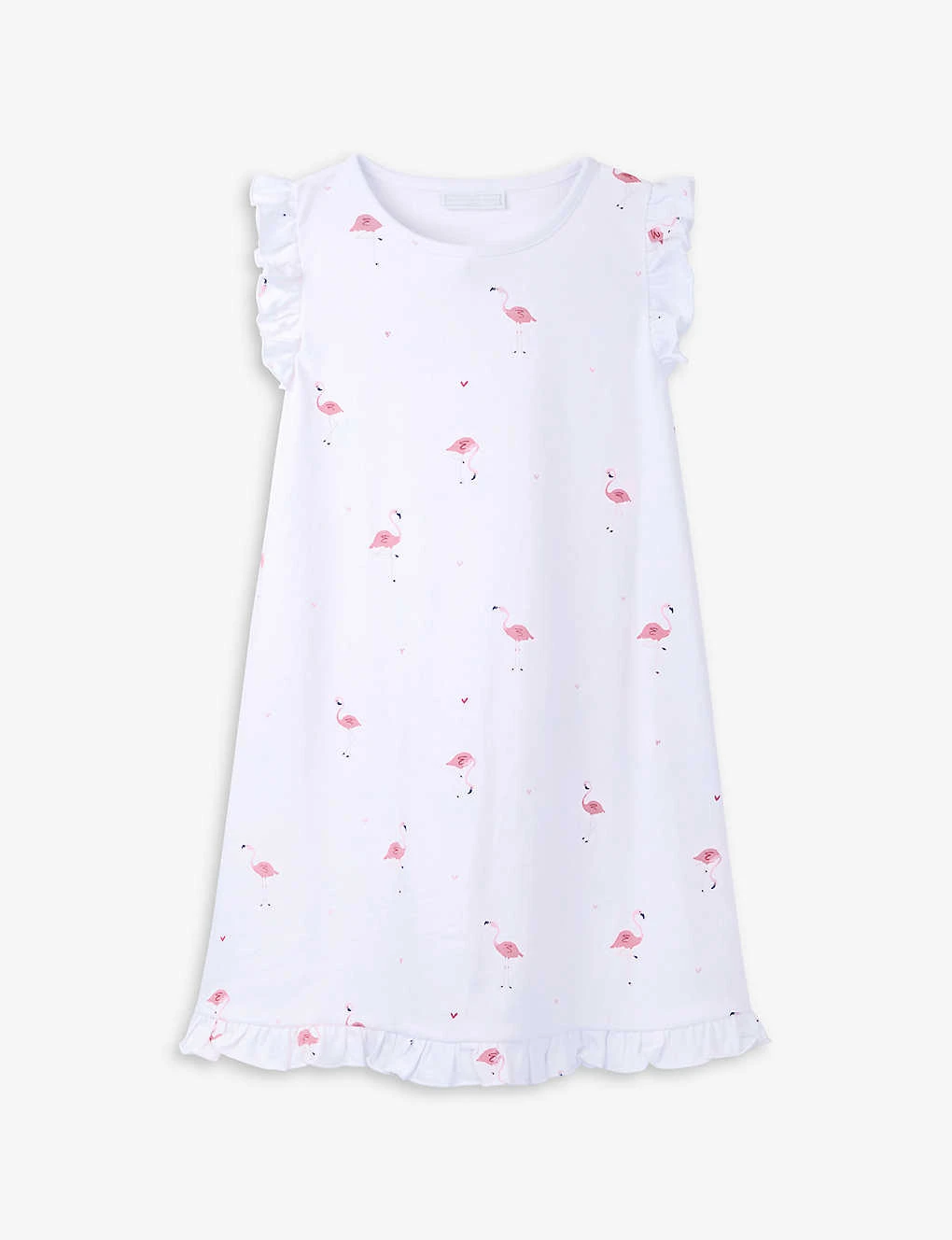 Flamingo-print Ruffle-sleeve Cotton Nightdress 7-12 Years 1 Flamingo-print Ruffle-sleeve Cotton Nightdress 7-12 Years