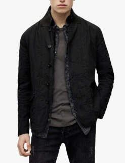 AllSaints Duran Wax-coated Organic-cotton Jacket -Selfridges Store R04098604 BLACK ALT02