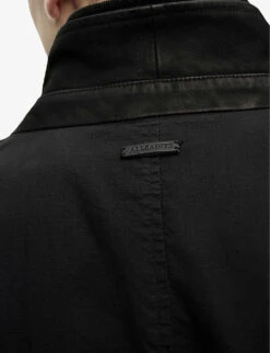AllSaints Duran Wax-coated Organic-cotton Jacket -Selfridges Store R04098604 BLACK ALT04