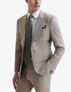 Reiss Pew Houndstooth Slim-fit Wool Blazer -Selfridges Store R04098634 BROWN ALT02