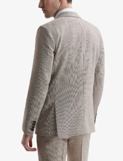 Reiss Pew Houndstooth Slim-fit Wool Blazer -Selfridges Store R04098634 BROWN ALT03
